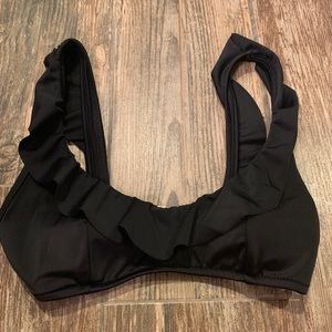 Victoria Secret Black Ruffle Bikini Top Sz XS